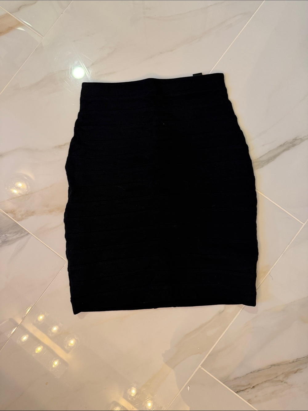 Express Black Ribbed Pencil Skirt
